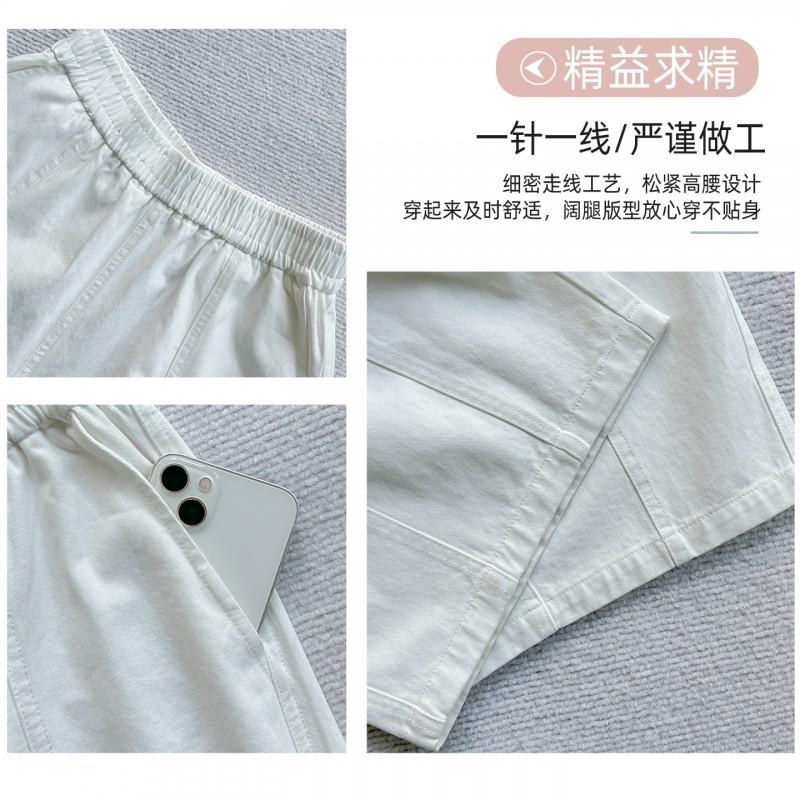 Womens High-Waisted Wide-Leg Cropped Pants In Dark Gray Vintage Style Loose Fit Casual Trousers