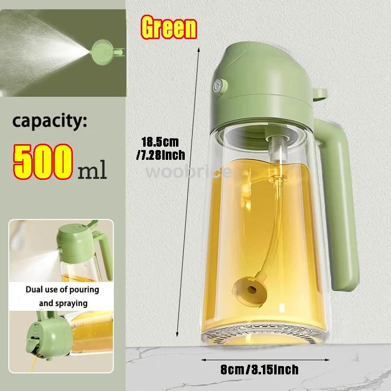 500ml Glass Oil Spray Kitchen Spray Oil Sprayer Bottle Spray Oil Dispenser Oils Jar Cruet BBQ Baking Roasting Picnic Tool