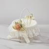 Champagne Lace Flower Girl Basket for Weddings