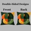 Double Sided Retro Geometric Pattern Throw Pillow Cover With Green And Orange Abstract Design For Home And Office