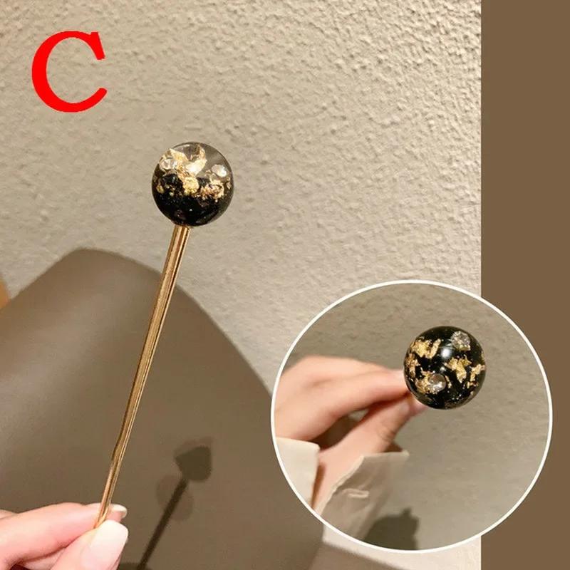 New Sparkling Starry Sky Hairpin Simple Temperament Gold Foil Lollipop Hairpin Elegant Hair Accessories Girls Jewelry Headwear