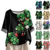 Women's St. Patrick's Day Printed Casual Mid Sleeved Round Neck Cotton And Linen Top