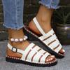 Large Size New Sandals Women's Large Size One-word Buckle Belt Comfortable Flat Heel Women's Sandals