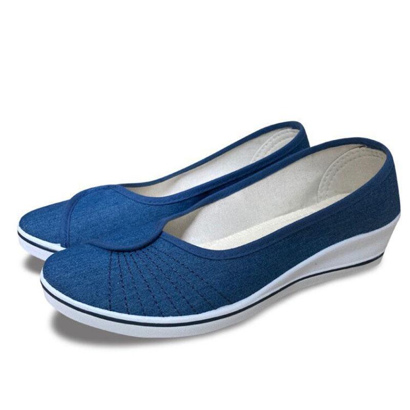 Nurse Shoes Female White Slope with Beauty Shoes Small White Shoes Old Beijing Cloth Shoes Flat Bottom Female Shoes