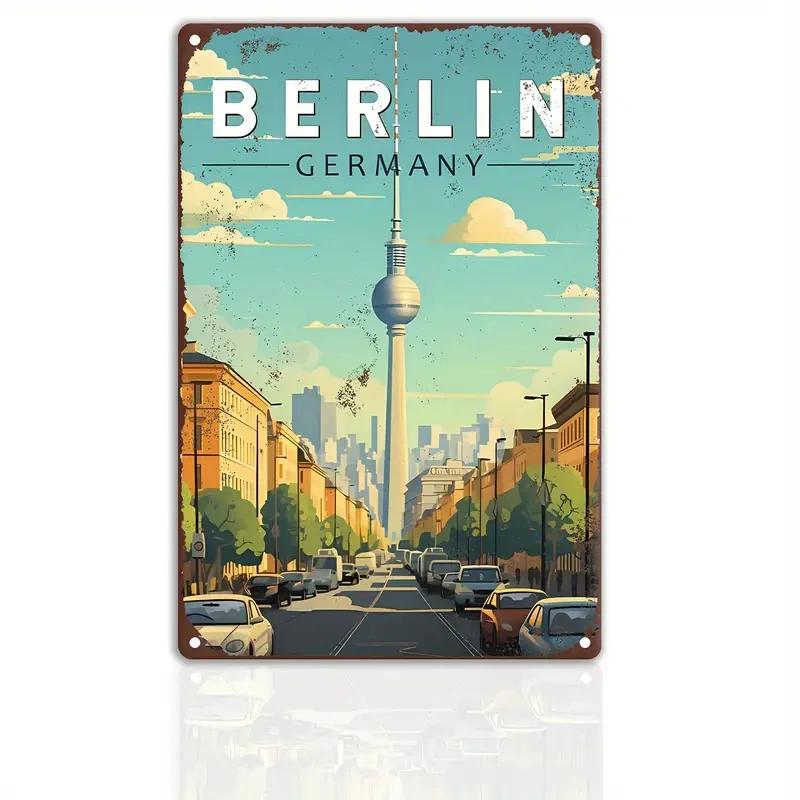 High Definition Metal Tin Sign World Famous City Travel Poster Collection Vintage Retro Landmark Wall Art Decor for Home Livin