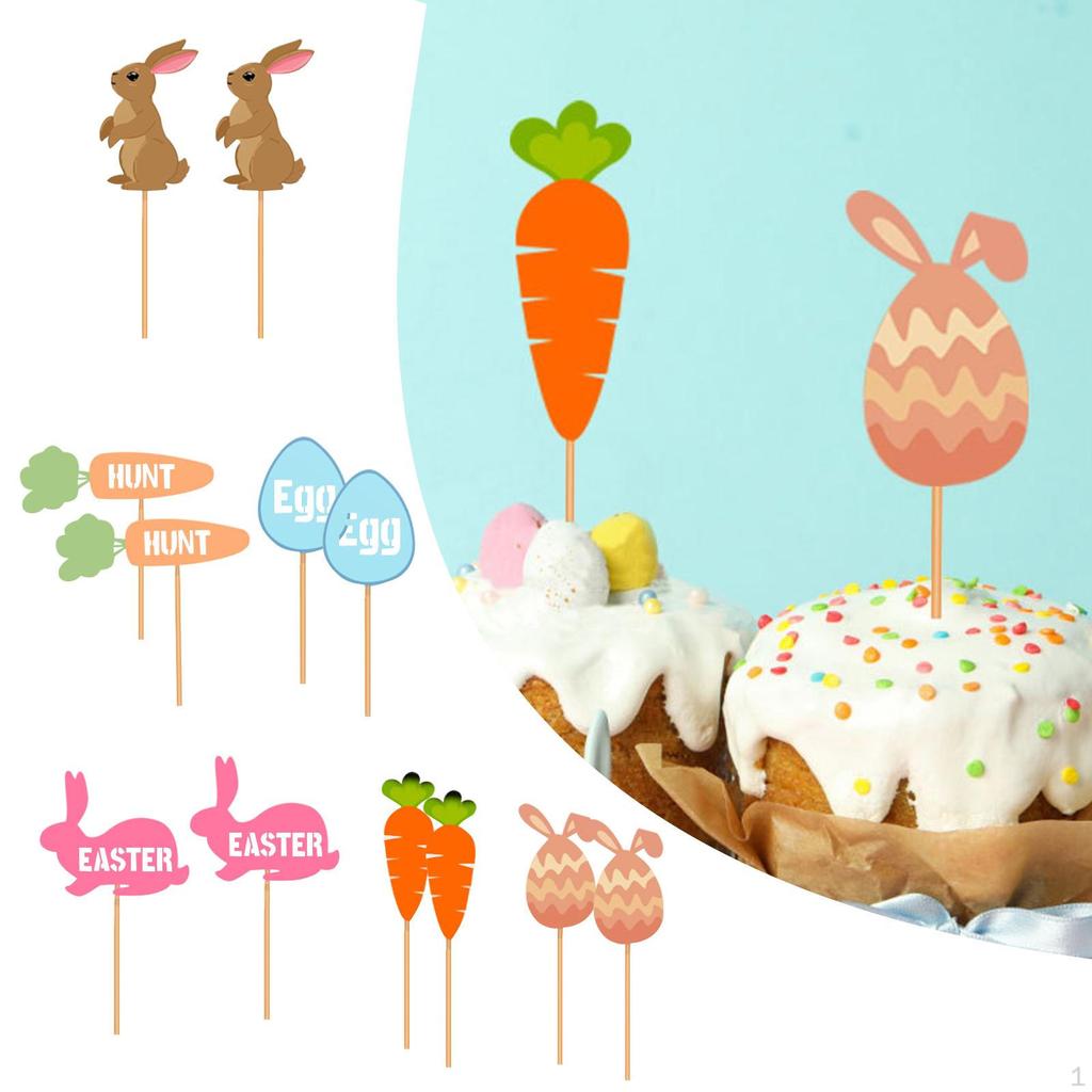 12 Pieces Easter Cupcake Toppers Cake Inserts Party Supplies Ornament Cakes Decoration