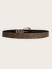 Slimming Versatile Belt Brown Belt With Distinctive Pressed Big Flower Buckle