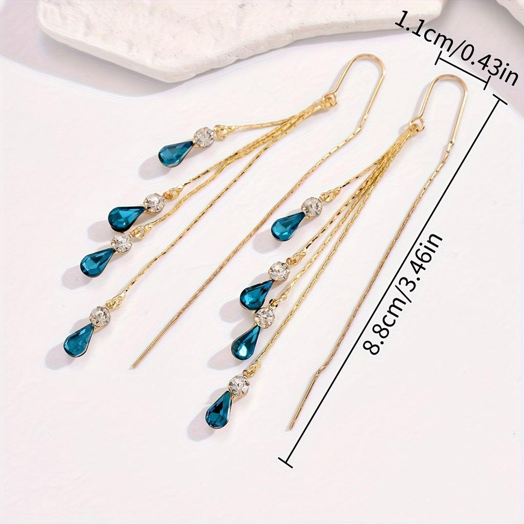 1 Pair Tassel Earrings With Water Drop Ear Lines, Perfect Valentine's Day Gift