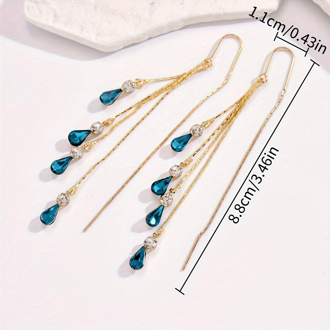 

1 пара серег-кисточек с линиями для ушей в виде капель воды, идеальный подарок на День святого Валентина синий