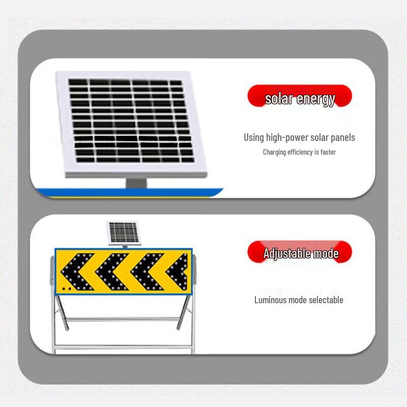 Solar LED Directional Guide Sign - Yellow Flashing