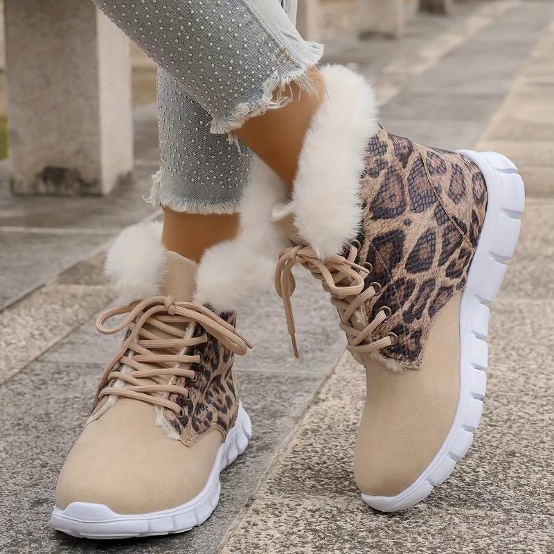 Women's Winter Furry Slip-Resistant Platform Sneakers/Boots - Thick Platform Height Increase