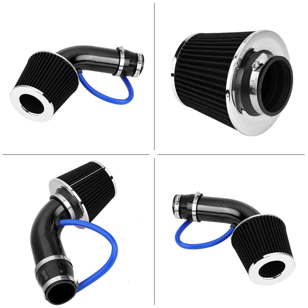 76mm 3 Inch Universal Car Cold Air Intake Filter Aluminum Induction Hose Pipe Kit Blue