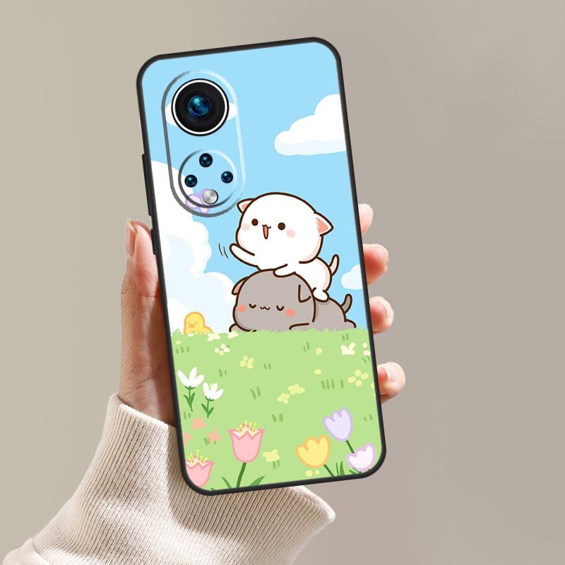 Cartoon Peach Mochi Cat Case For Honor 90 Lite 70 50 X9a X8a X7a X6a X7 X8 X9 9X 8X Magic 5 Pro Magic 5 Lite Cover