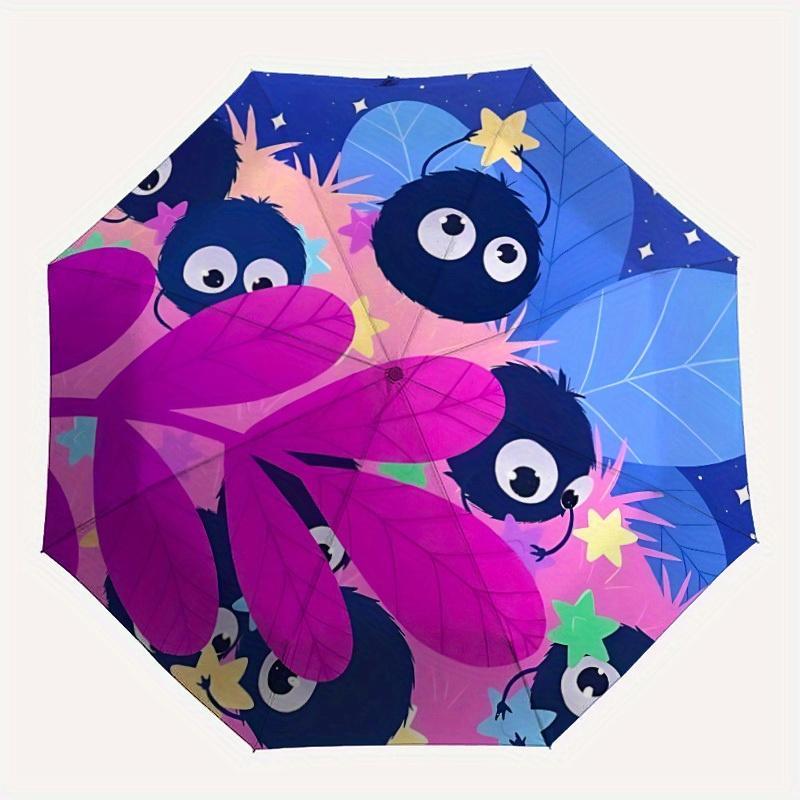 

1pc Soot Sprites Night Automatic Open/Close Umbrella, Portable Folding Umbrella for Travel, Themed Events, It is suitable as a gift for various festiv
