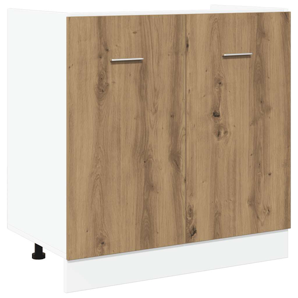 Küchenspülenschrank Lyon Aus Handgefertigter Eiche, 80x46x81,5 Cm