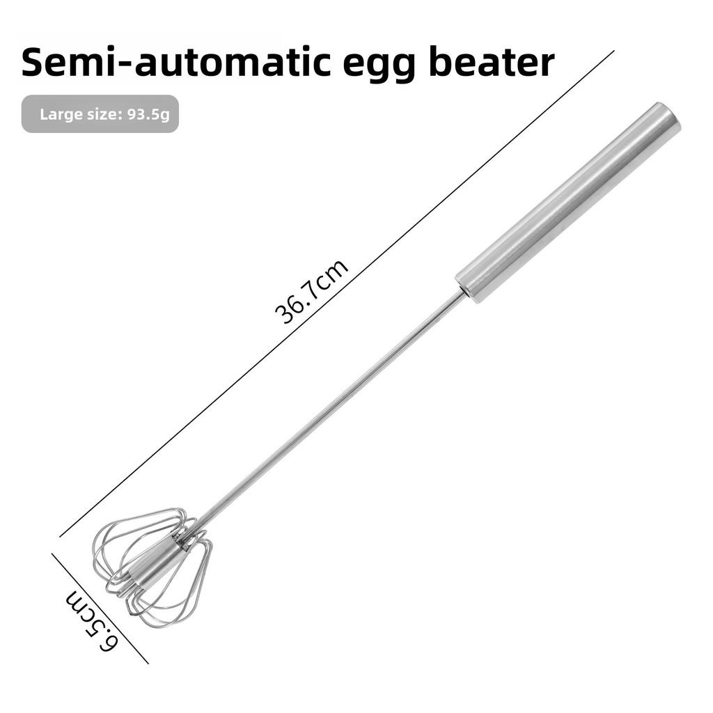 Stainless Steel Handheld Egg Beater With Rotating Whisk For Baking And Cooking