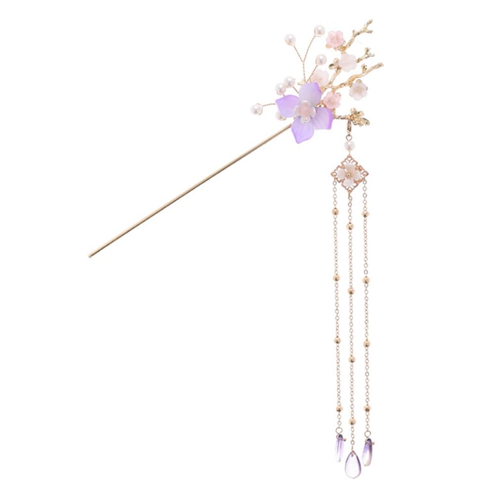 Alloy Tassel Hairpin with Jade Flower and Pearl Perfect for Kimono and Tomesode Hair Accessory Hairpin, Kanzashi, Design, (Furisode) (Tomesode),