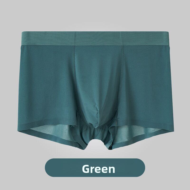 Men's Summer Thin Hollow Antibacterial Mesh Ice Silk No Trace Transparent Flat Angle Underwear