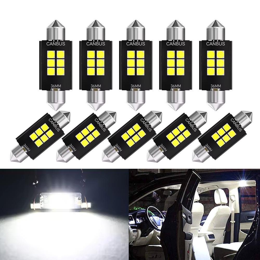 

2/10 PCS 31/36/39/41MM C5W Festoon LED Bulb Canbus 30306SMD 6500K 600LM White Car Interior Dome Maps Trunk License Plate Lights 2 PCS