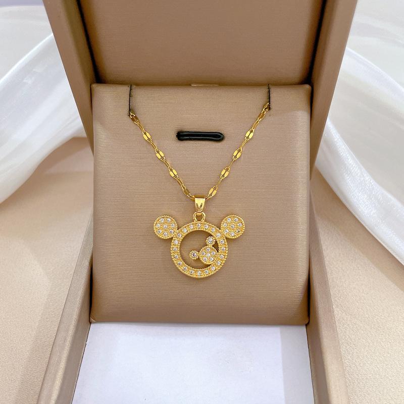 Micro-Sertissage Tempérament Luxe Léger Plein de Diamants Or Véritable Exquis Micro-Sertissage Collier Chaîne Clavicule Tendance Mode Féminine