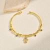 Fashion AAA Zircon Evil Eye Pendant Cuff Bracelet for Women Stainless Steel Turkish Lucky Eye Open Bangle Luxury Jewelry Gift