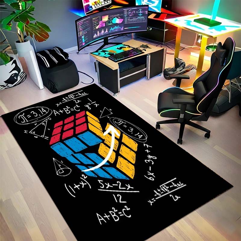 3D Cube-Pattern Rug – Suitable for Bedroom Bedside, Home Balcony, Bay Window, or Playroom; Large Non-Slip Mat