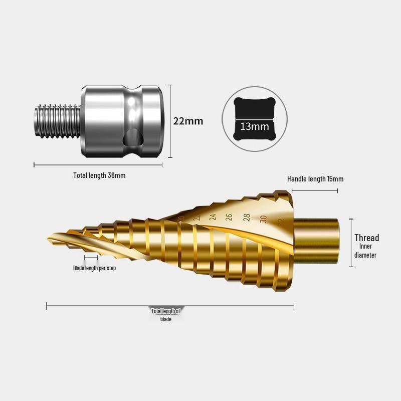 Baolian Pagoda Drill Bit for Electric Wrenches - Stainless Steel Step Drill for Wood and Metal