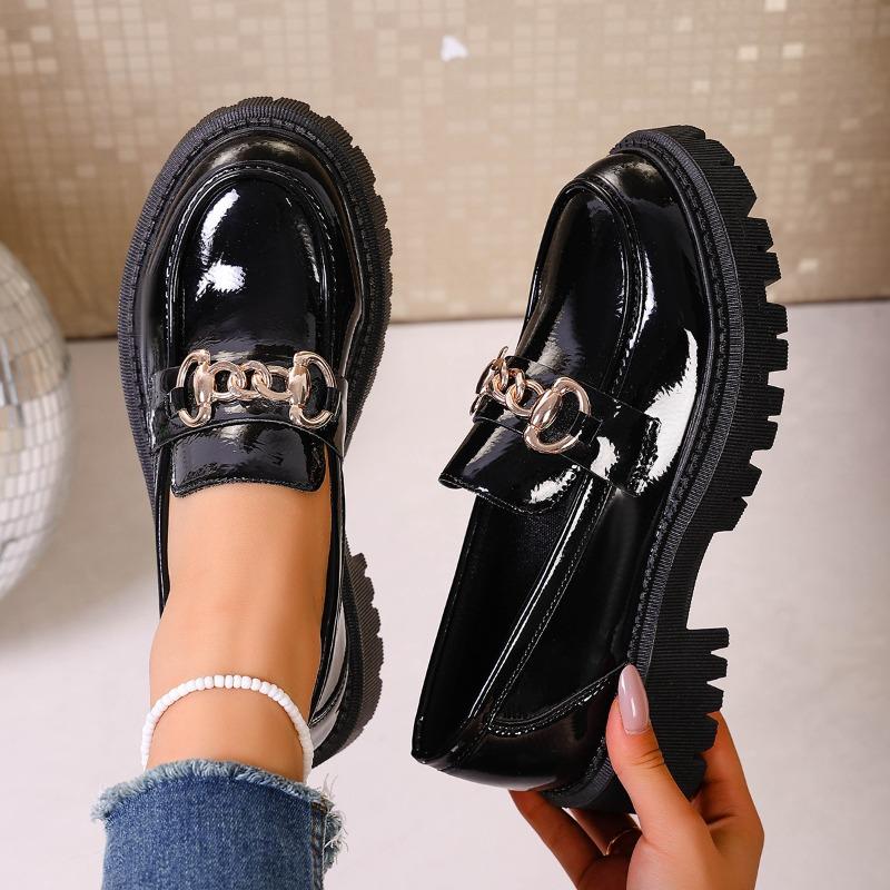 

Small leather shoes for women with thick soles and one pedal for large size women s muffins and shallow single shoes for women 43