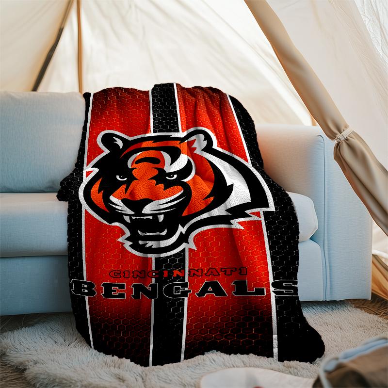 Cincinnati Bengals LOGO printed throw blanket—soft,warm;versatile blanket for all seasons—perfect as &air-conditioning throw,nap blanket