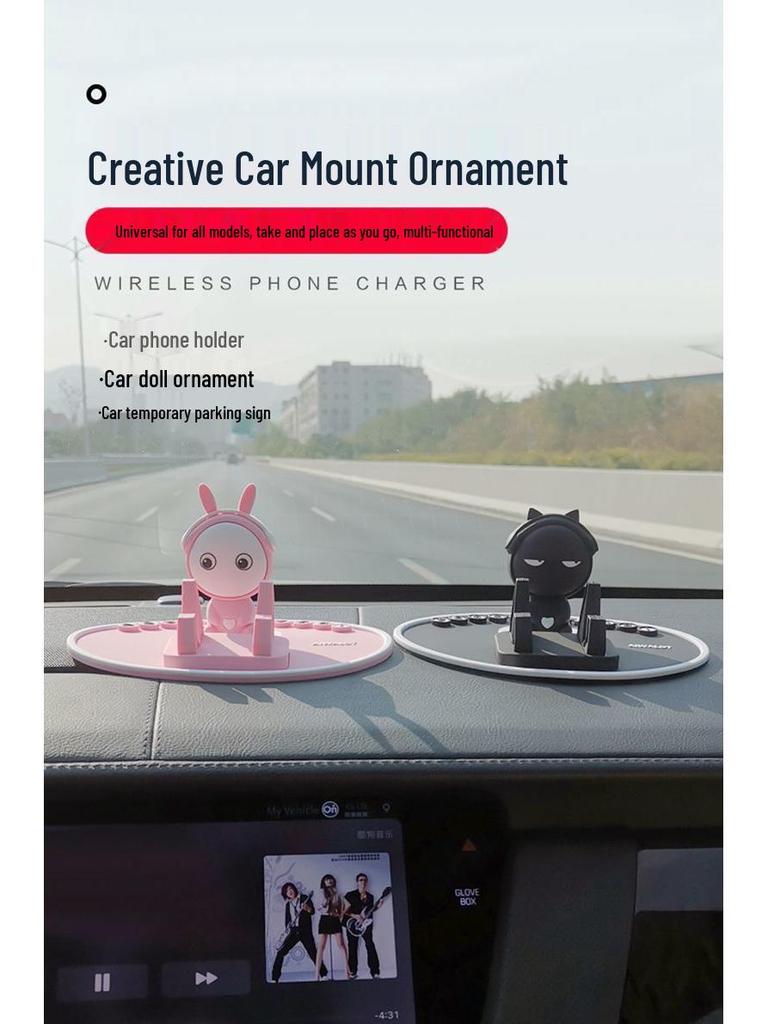 Kreslený držák na telefon na palubní desku auta - Multifunkční držák pro podporu navigace