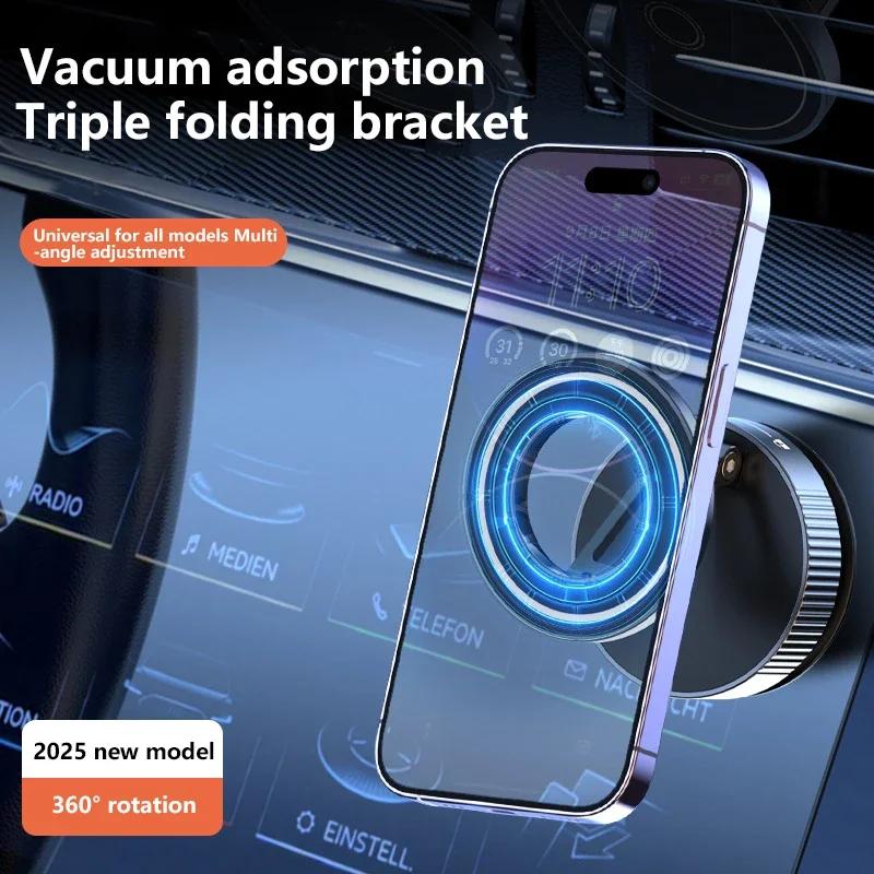 Vacuum Magnetic Suction Cup Phone Mount 360° Adjustable Magnetic Phone Holder Foldable Portable Cell Phone Holders