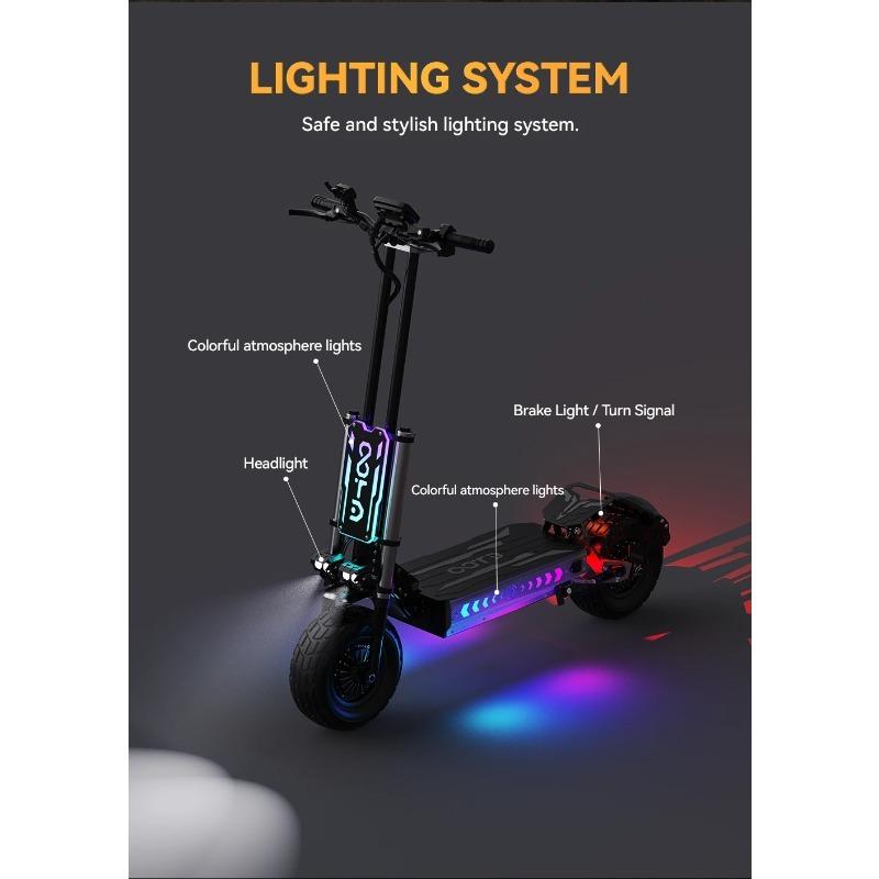 OOTD T90 E-Scooter Peak Power 3000W*2 Motor 60V31.2ah Off-road Electric Scooter 13 Inch Tire All Terrain NFC Features EScooters