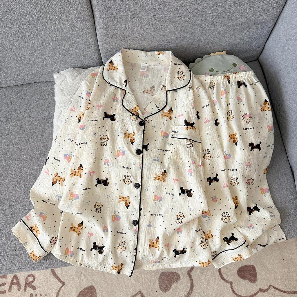 2025 Frühling/Herbst Niedliches Wolken-Baumwoll-Pyjama-Set für Mädchen - Langarm & Hose, Tragbar im Freien