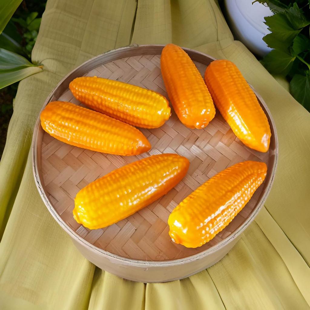 2Pcs Realistic Artificial Corn Simulation Corn Cobs for Home Decoration Basket Display Photography Kitchen Vegetable Toy
