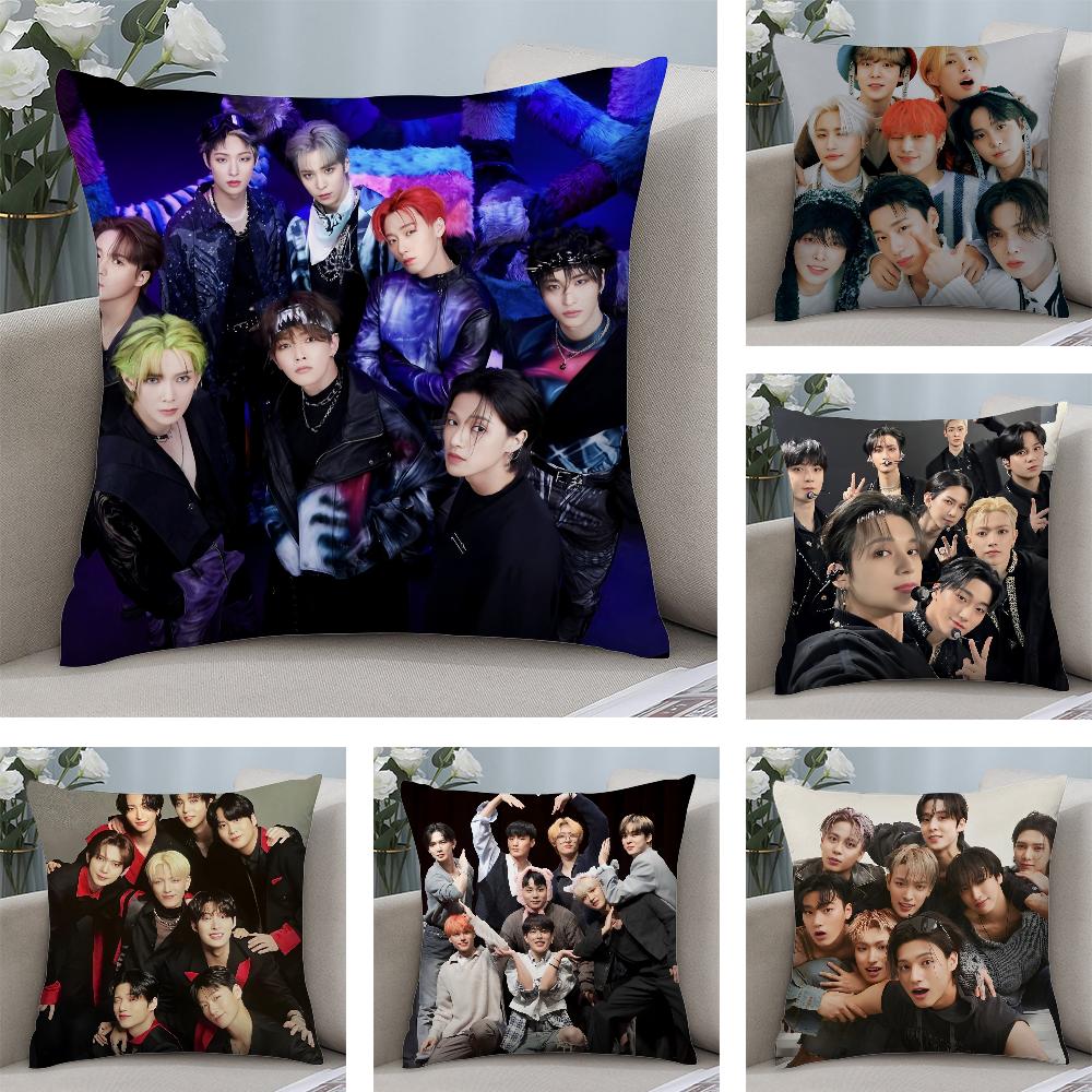 Kpop A-AteezS Pillow Case Short Plush Pillow Covers Sofa Decorative Gift Home Double-sided Printing Cushion Cover