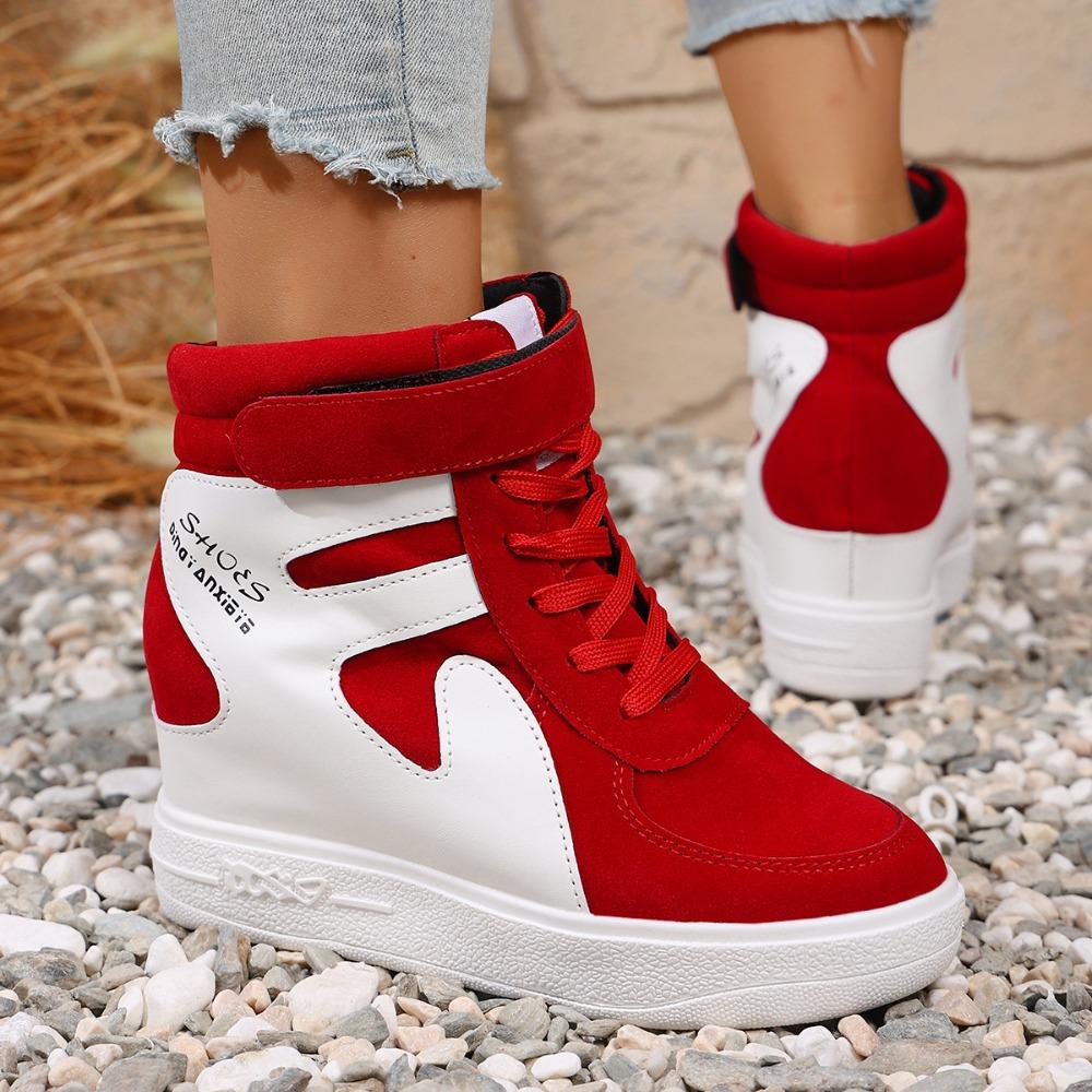 Sneakers Women New High Top Platform Casual Wedges Sneakers Autumn Winter Female Black Internal Increase Vulcanize Women Shoes