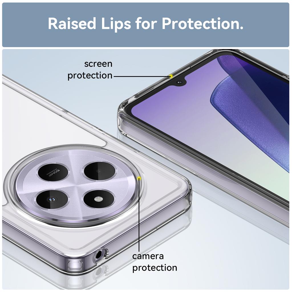 WANLONFENG MF Series Clear Case for Xiaomi Poco C75 4G/Redmi 14R 5G/14C 4G TPU+Acrylic Phone Cover with Tempered Glass Film