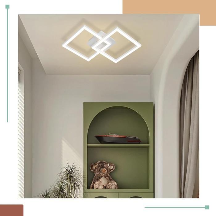 NETTLIFE Modern LED Ceiling Light 24 W, 4000 K, 2 White Square Ceiling Lights, 2711 LM, Suitable for Bedrooms, Living Rooms, and Hallways