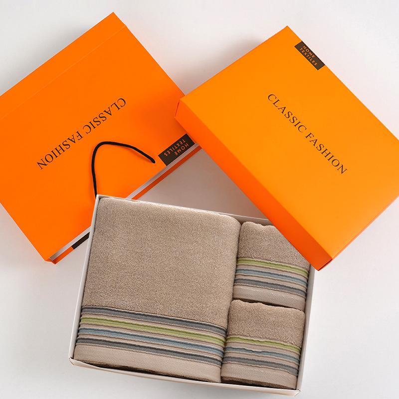 Towels and Bath Towels Three-piece Set Soft Bath Towels Cotton Plain Color Adult Household Water Absorption Gift Set