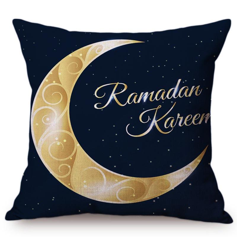 Modern Eid Mubarak Style Cushion Cover Ramadan Kareem Crescent New Moon Stars Lantern Mosque Car Decoration Pillow Case