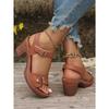 Summer New Women's Chunky Heel Sandals Plus Size High Heel Outdoor Casual Sandals