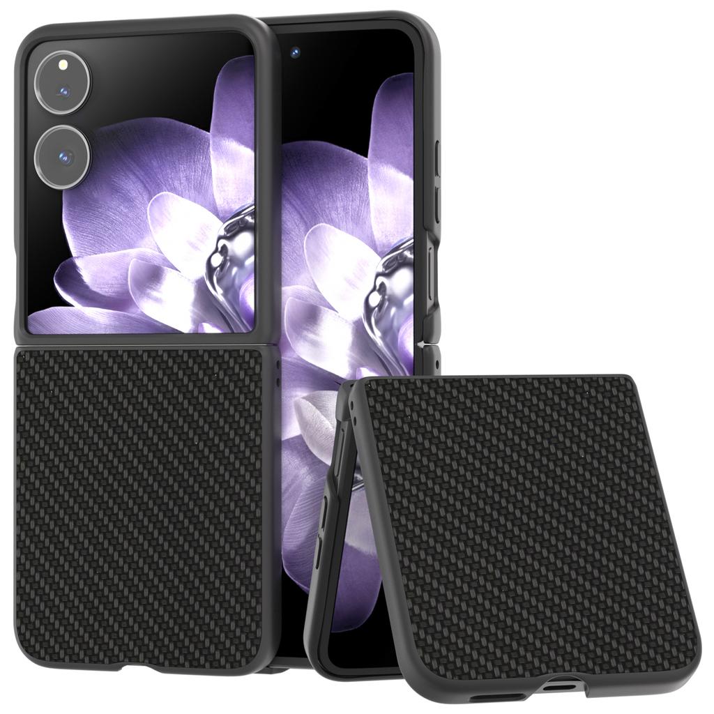 For Xiaomi Mix Flip 5G Case Carbon Fiber Texture PU+PC Phone Cover