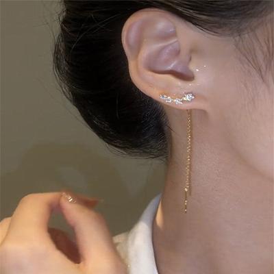 Orecchini pendenti con pendenti a forma di cuore con perline a forma di stella e lungo filo alla moda, da donna, dritti, pendenti, gioielli