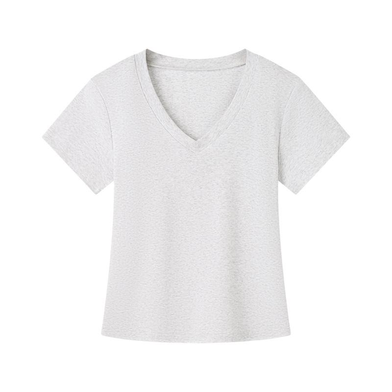 Damen Frühling Sommer Lässiges Sexy V-Ausschnitt Slim Fit Kurzarm T-Shirt