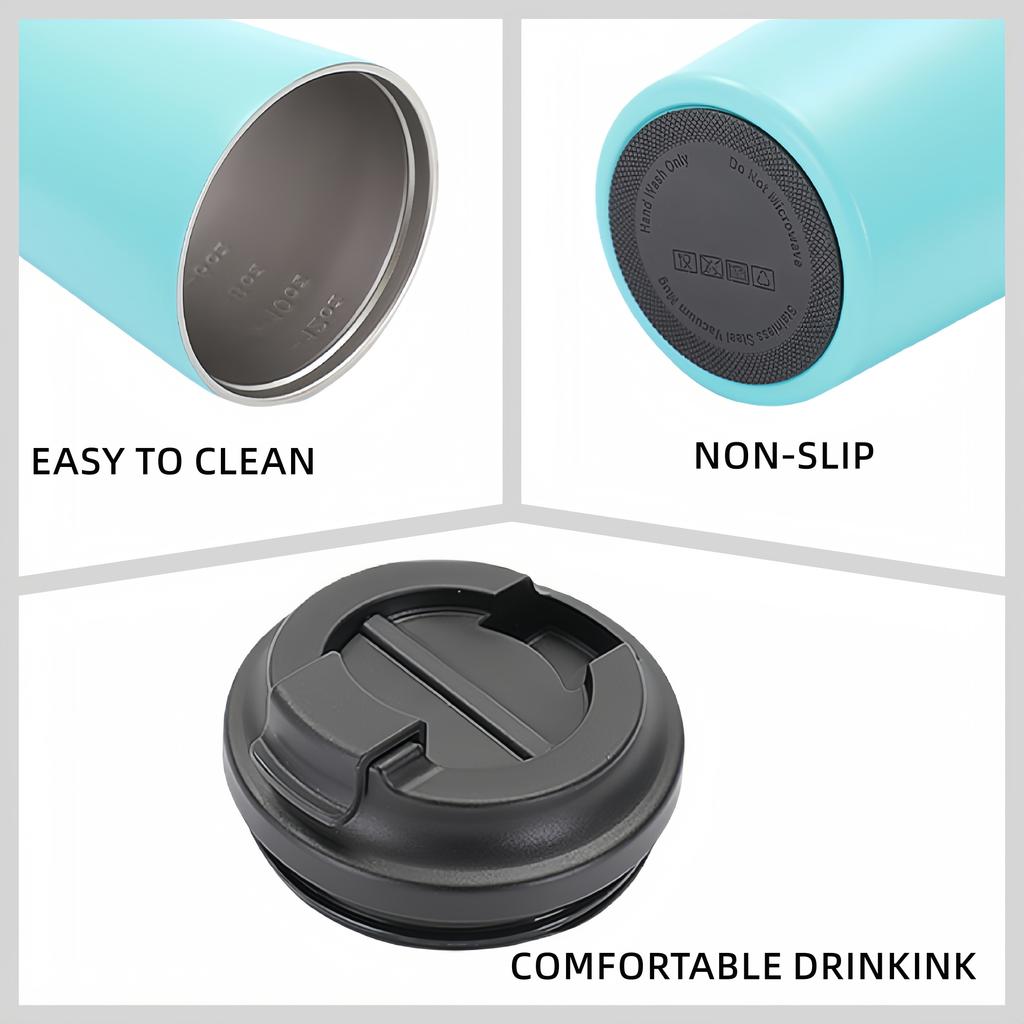 350ml/12oz Double Stainless Steel 304 Coffee Thermos Mug Leak-Proof Non-Slip Car Vacuum Flask Travel Thermal Cup Water Bottle