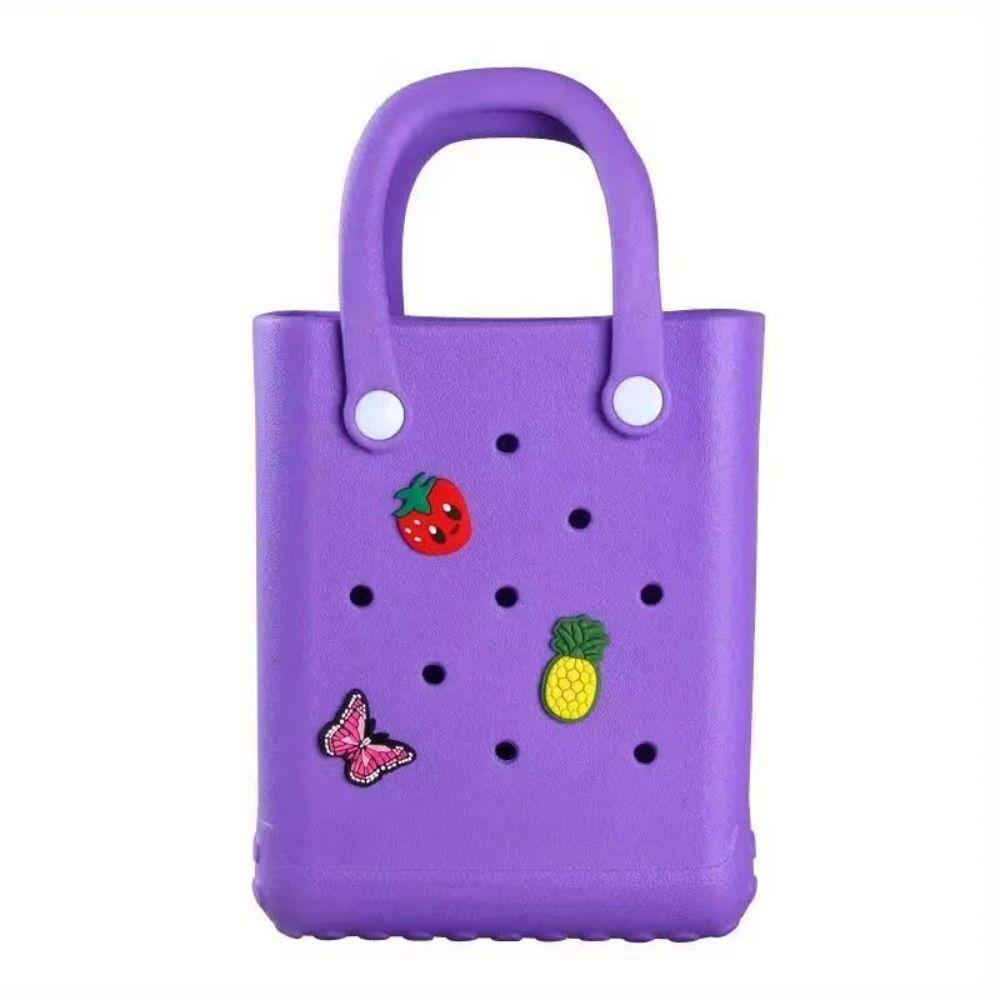 Mini EVA Handbags With Hole Handmade DIY Hole Paste Bag Cartoon Pattern Handbags  Vacation