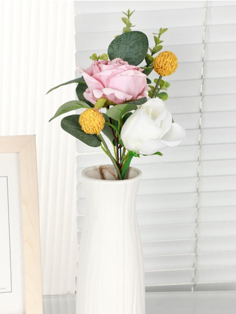 Silk Roses Artificial Bouquets Flower Arrangements Eucalyptus Leaves Wedding Bouquets Table Centerpieces Faux Greenery Stems for Vases Home Decoration