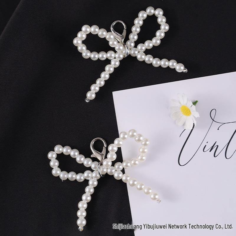 Organza Chiffon Lace Shoelaces with Pearl Buckle - Ballet Style, Off-White, Korean Inspired