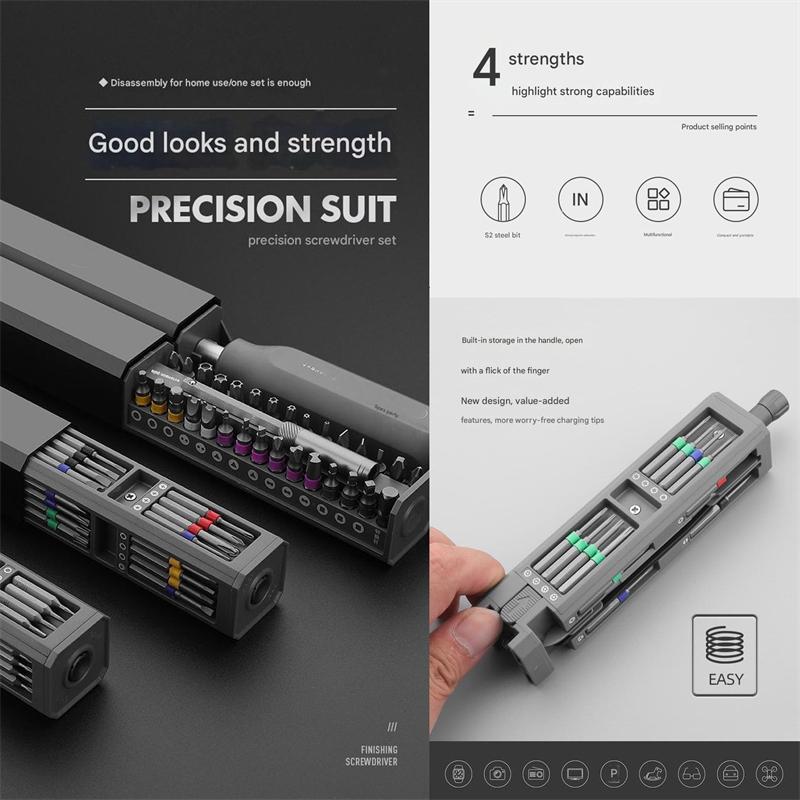 Presisjonsskrutrekkersett 8 32 43 46 i 1 Torx Hex Phillips magnetisk skrutrekkerbit Telefonklokke Laptop Mini Reparasjonsverktøysett