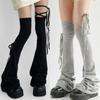 Y2K Harajuku Leg Stockings Black White Grey Gothic Lolita Over Knee High Sock Lolita Over Knee Leg Cuffs Punk Lolita Flared Sock